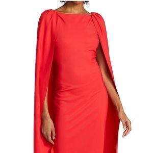 Chiara Boni La Petite Robe Takara Red Bodycon Cape Dress NWT